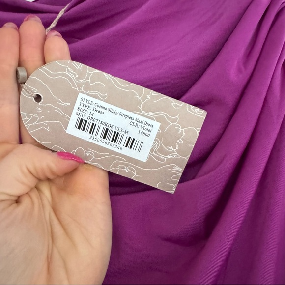 NWT Meshki Cosima Slinky Strapless Maxi Dress Violet - Picture 6 of 8